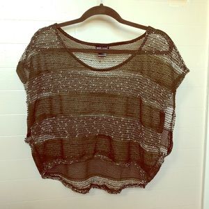 See through green and white top